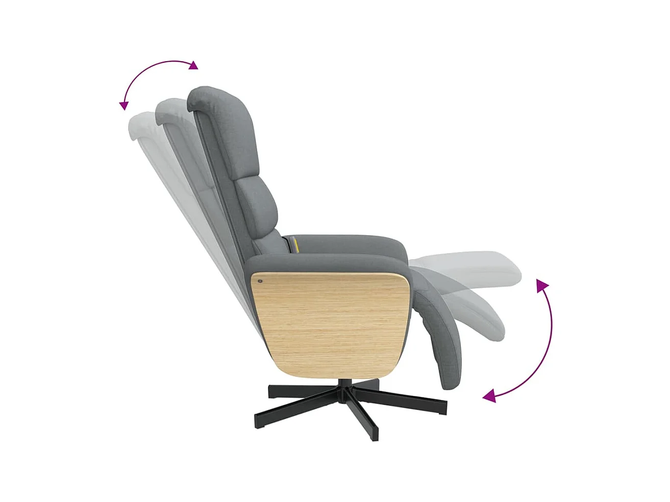 Fauteuil inclinable massant et repose-pieds gris clair tissu