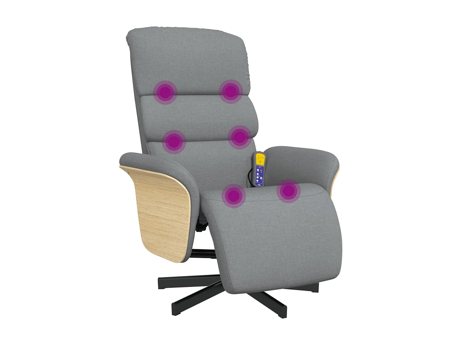 Fauteuil inclinable massant et repose-pieds gris clair tissu