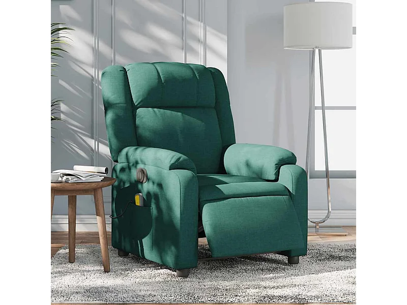 Poltrona reclinável de massagens elétrica tecido verde-escuro
