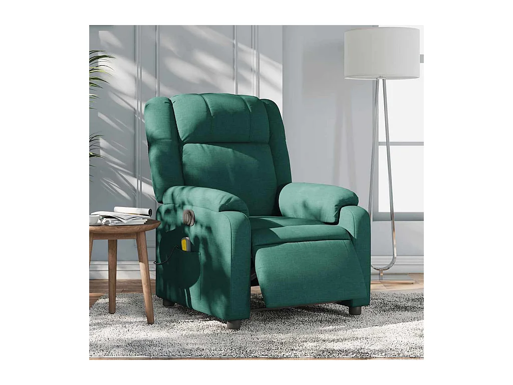 Fauteuil massant inclinable électrique Vert foncé Tissu