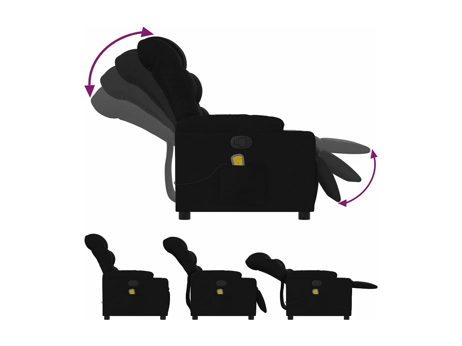 Fauteuil massant inclinable Noir Tissu