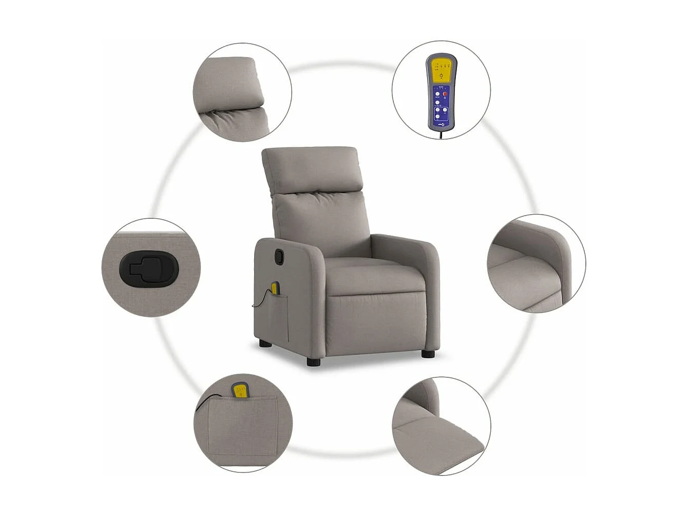Fauteuil massant inclinable Taupe Tissu