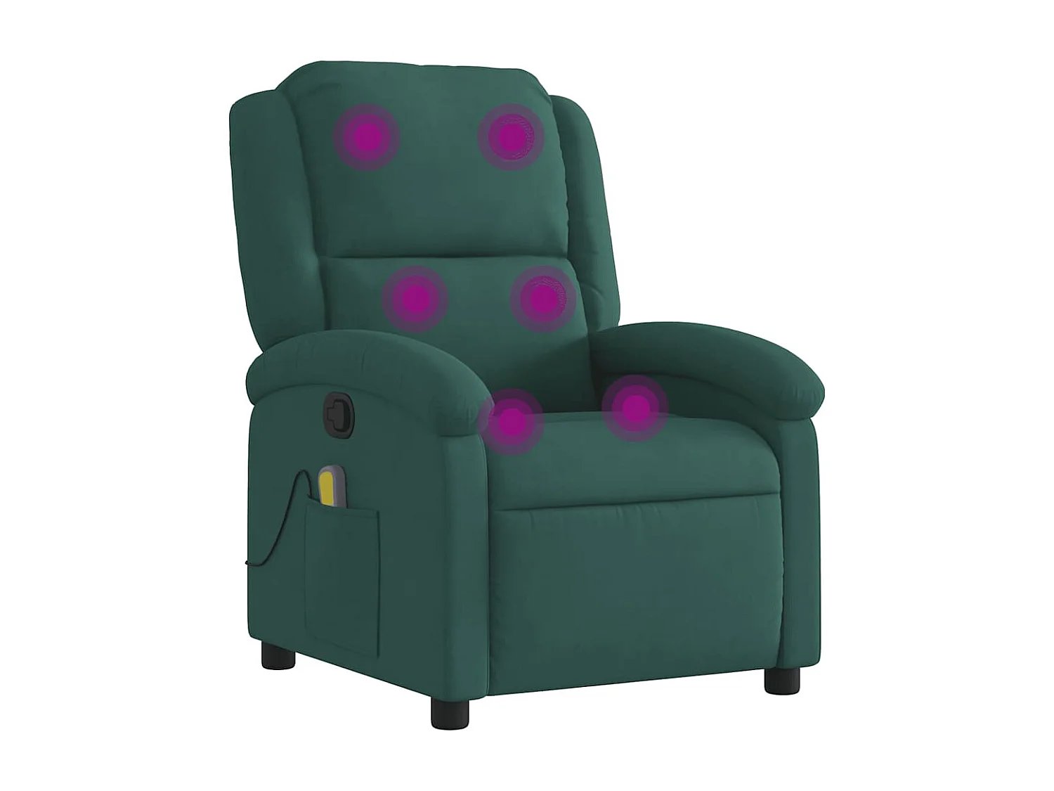 Fauteuil massant inclinable vert foncé velours