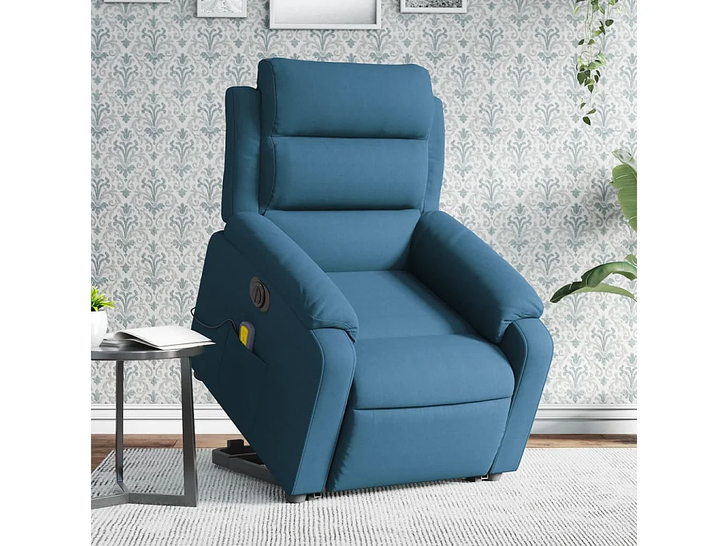 Fauteuil inclinable massant électrique bleu velours