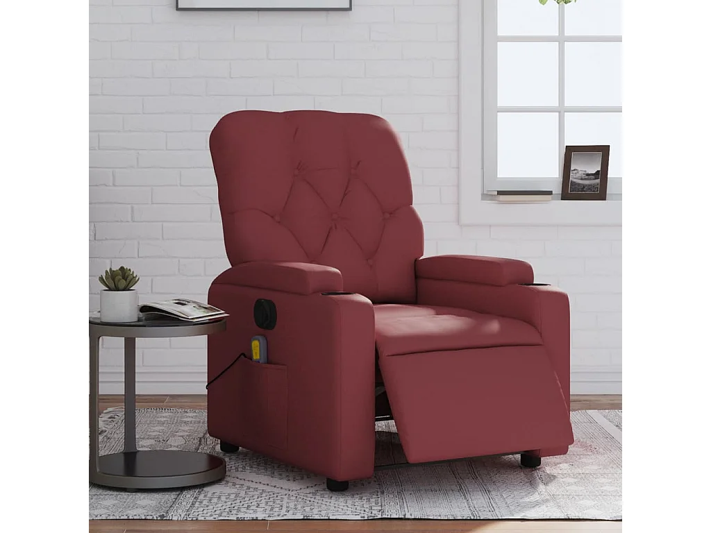 Fauteuil massant inclinable électrique rouge bordeaux