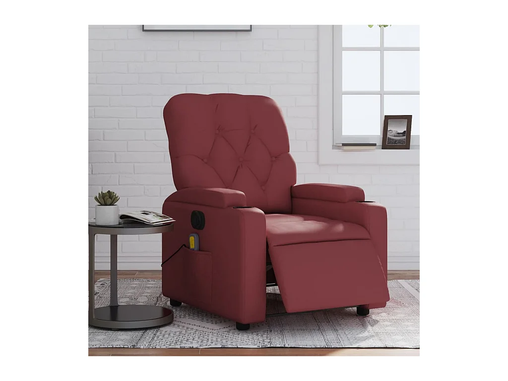 Fauteuil massant inclinable électrique rouge bordeaux