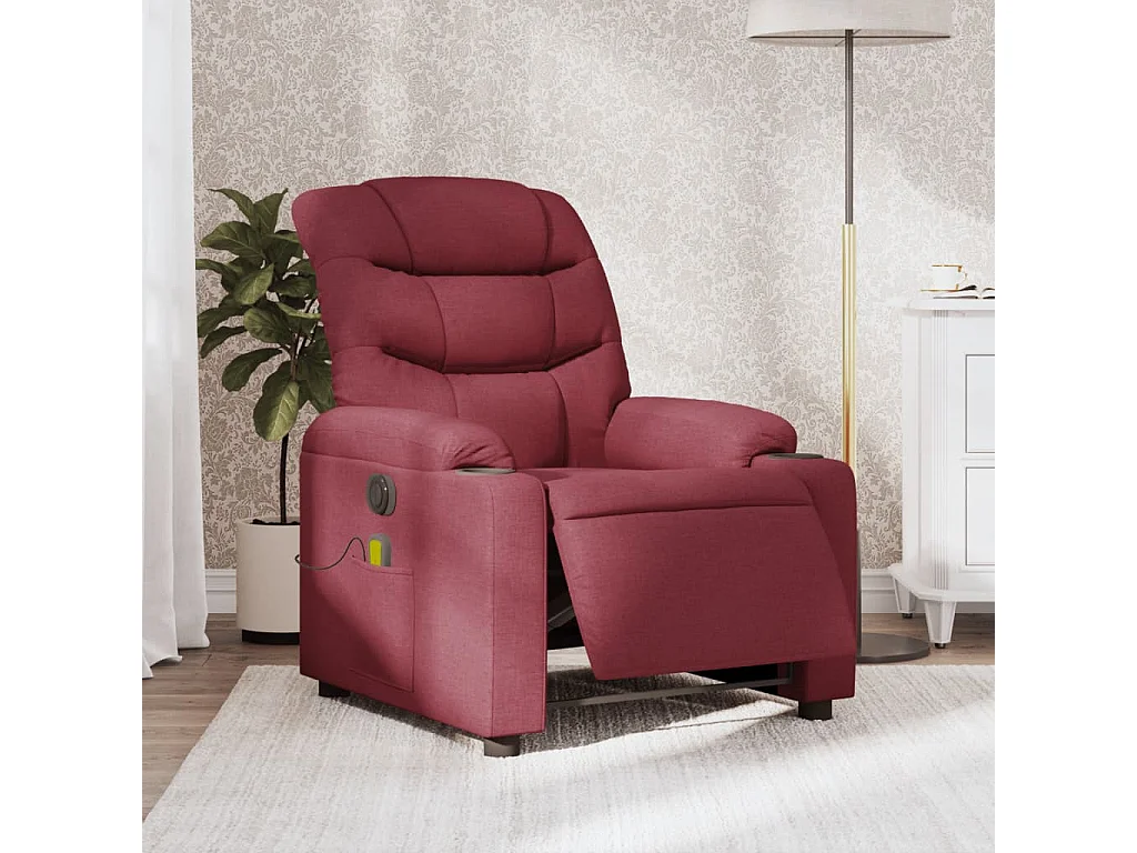 Fauteuil massant inclinable électrique Rouge bordeaux Tissu