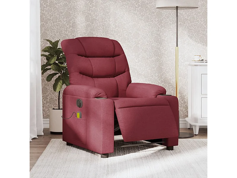 Fauteuil massant inclinable électrique Rouge bordeaux Tissu