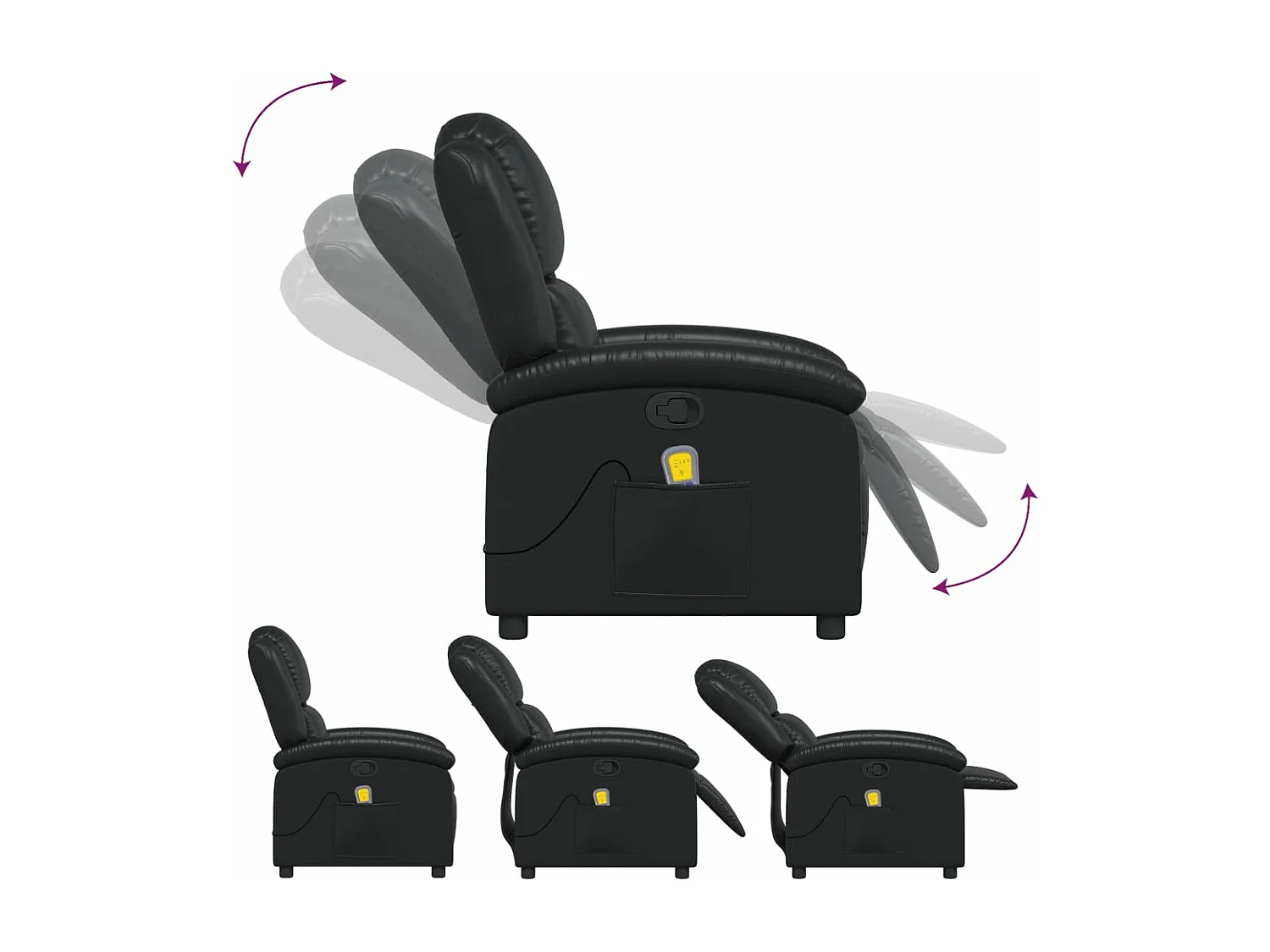 Fauteuil massant inclinable Noir Similicuir