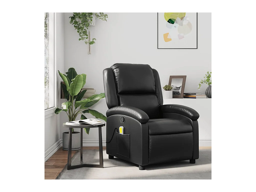 Sillón de masaje reclinable cuero sintético negro