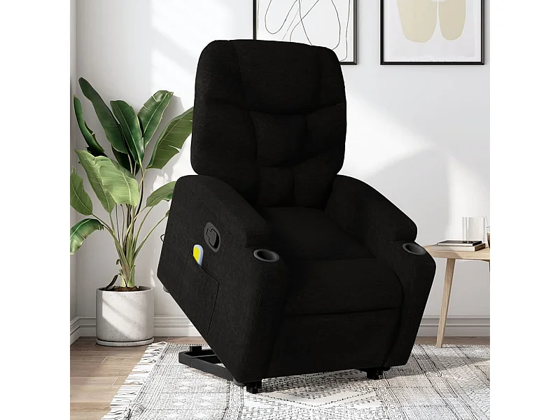 Fauteuil massant inclinable Noir Tissu