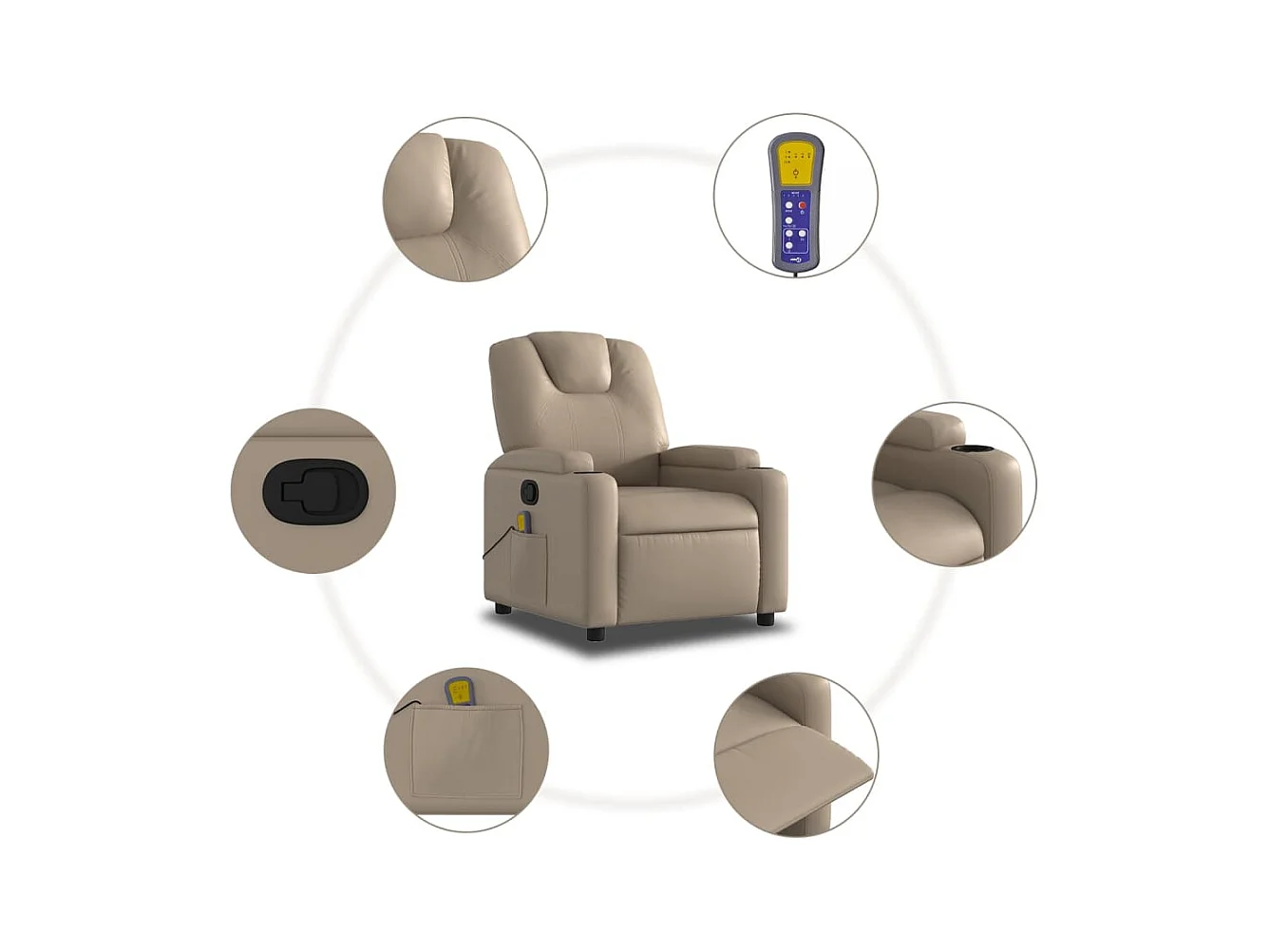 Fauteuil massant inclinable Cappuccino Similicuir