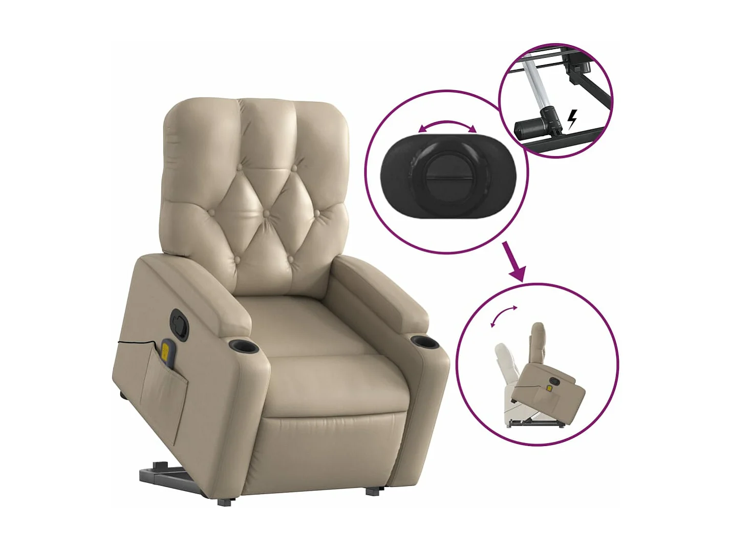 Fauteuil inclinable massant Cappuccino Similicuir