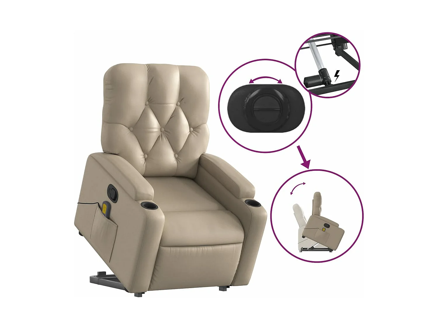 Fauteuil inclinable massant Cappuccino Similicuir