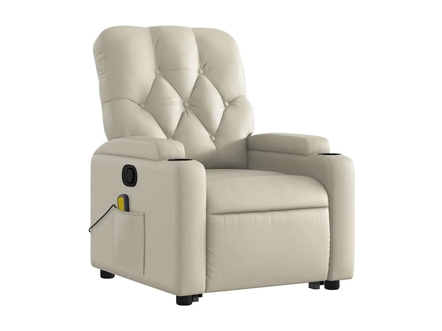 Fauteuil inclinable massant Crème Similicuir