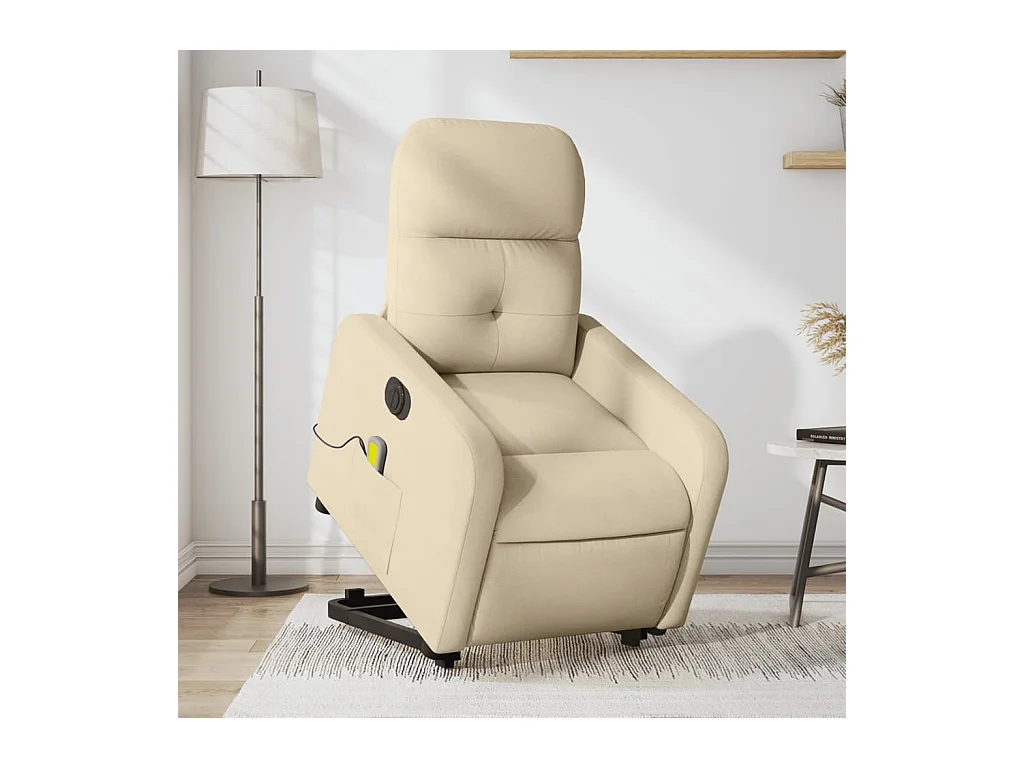 Poltrona elétrica elevatória massagens tecido creme