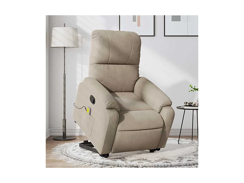 Poltrona de massagens reclinável microfibra cinza-acastanhado