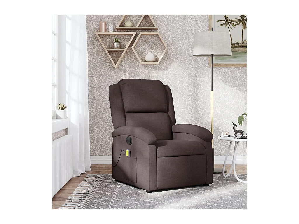 Fauteuil massant inclinable Marron foncé Tissu