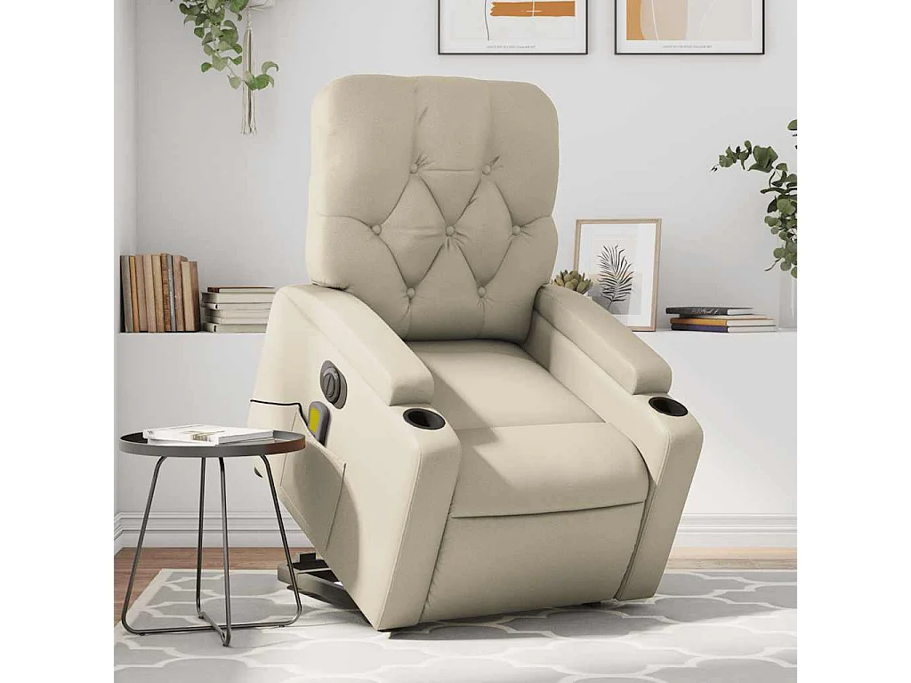 Fauteuil inclinable massant électrique crème similicuir