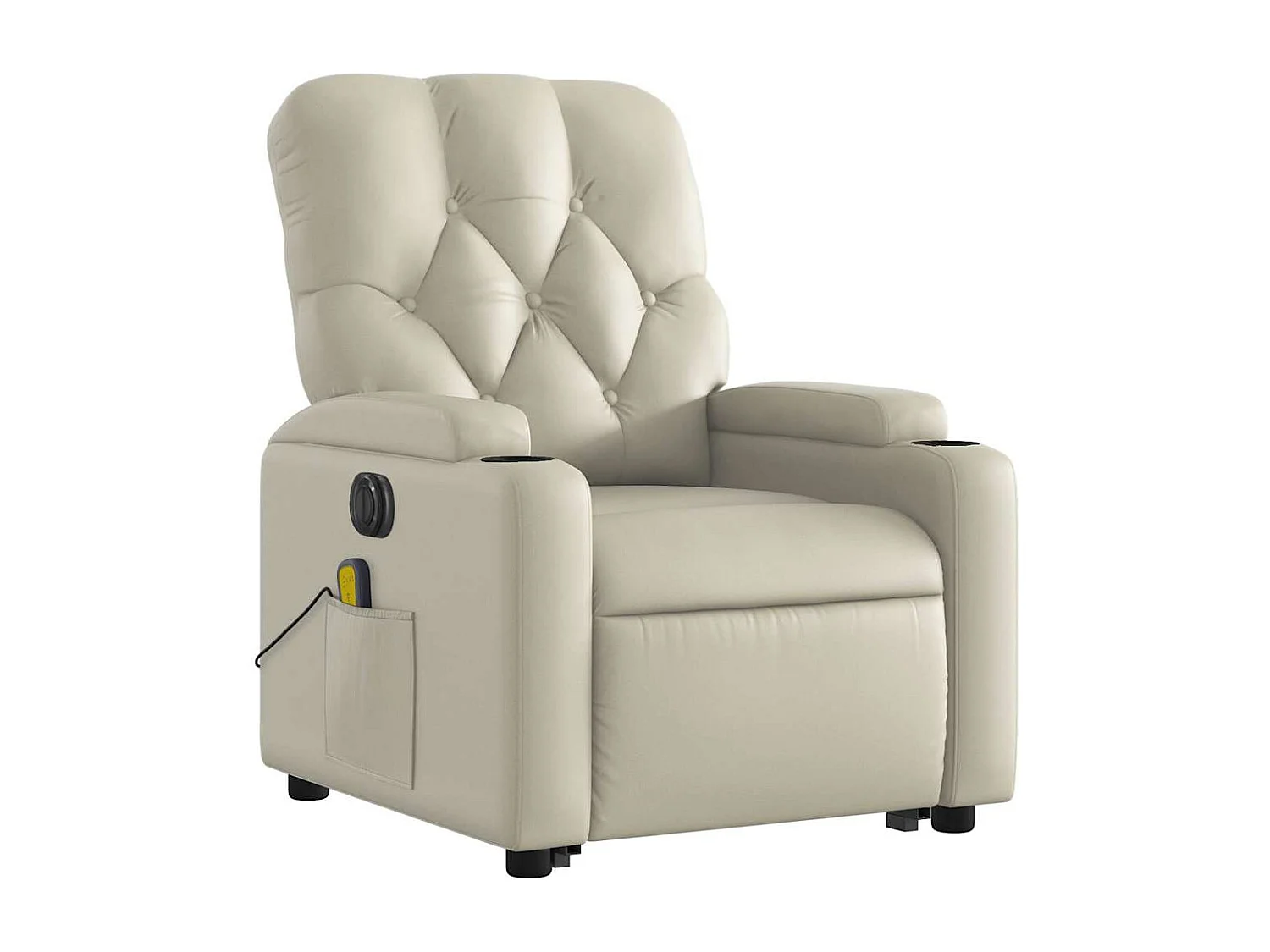 Fauteuil inclinable massant électrique crème similicuir