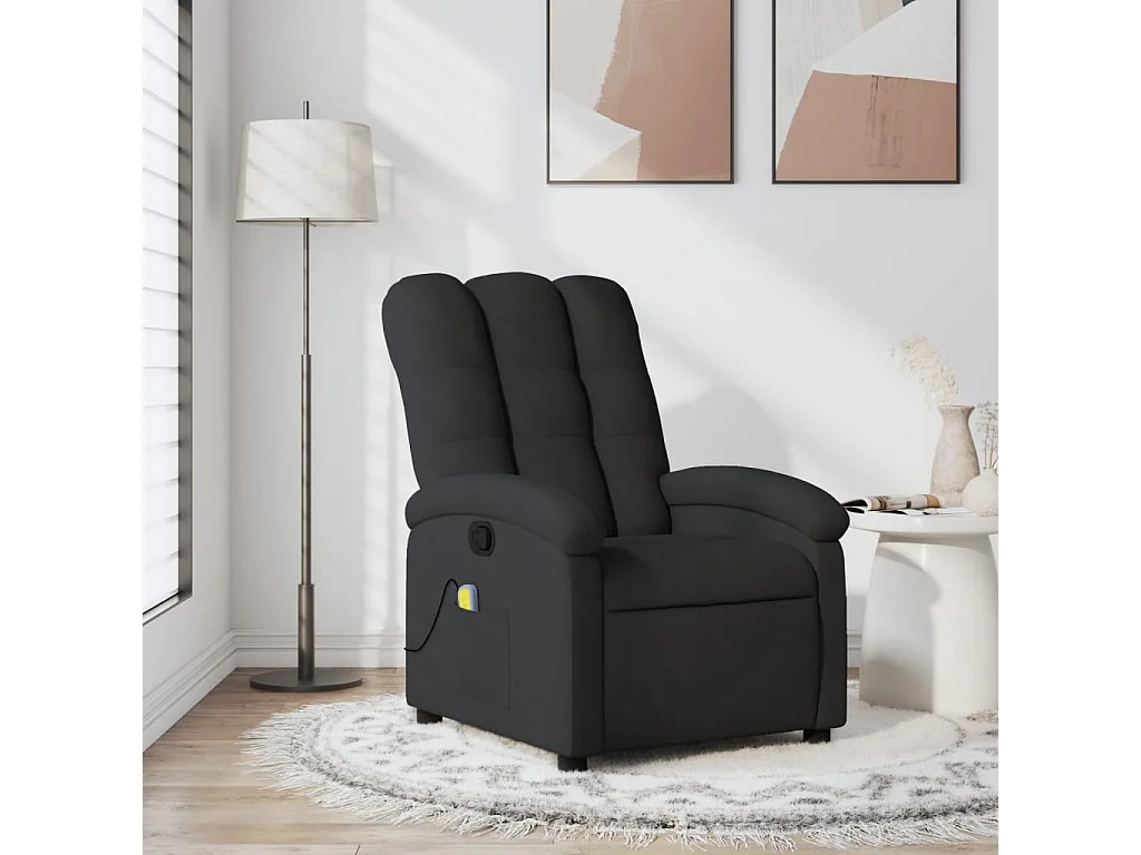 Fauteuil massant inclinable Noir Tissu