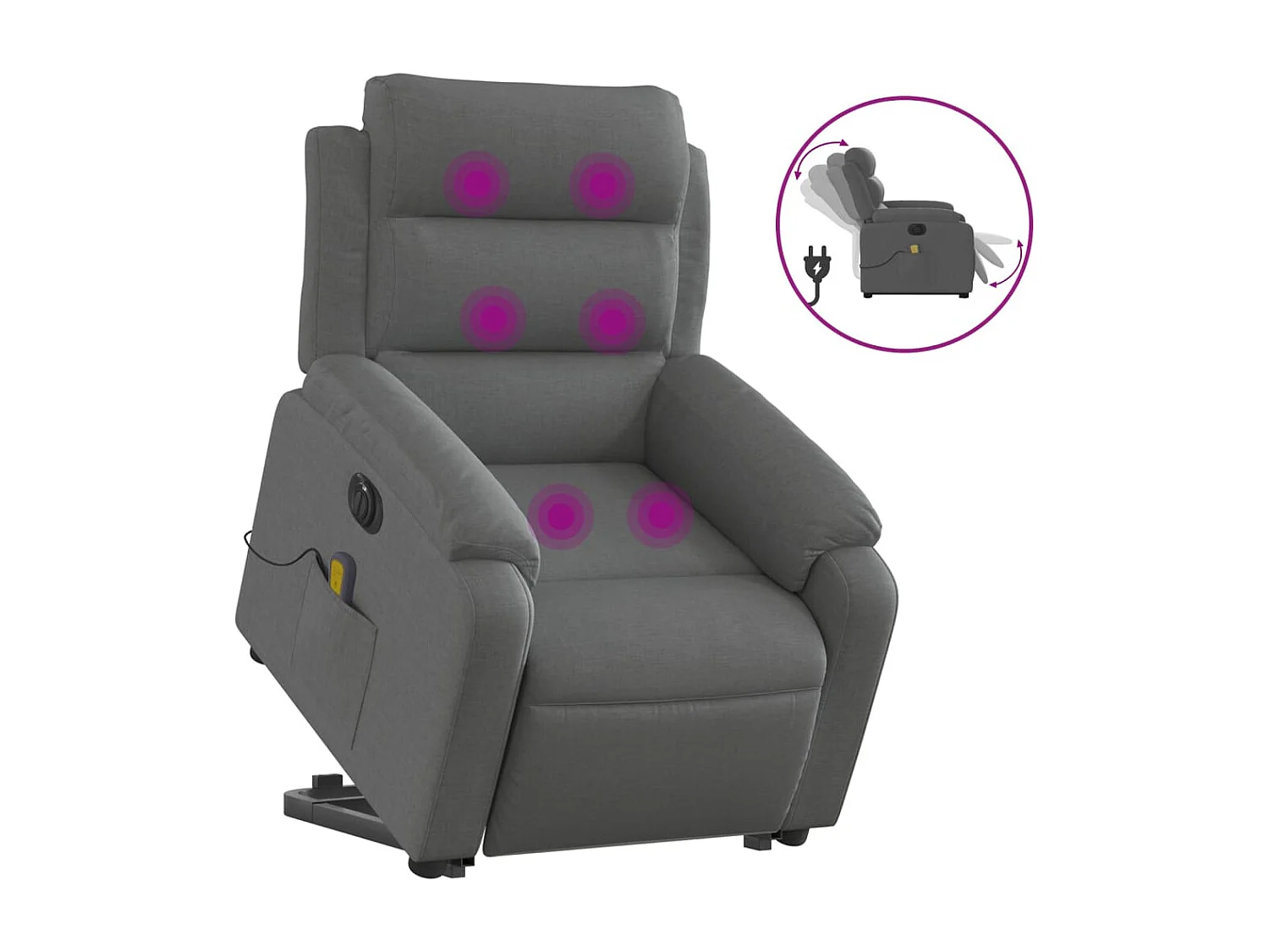 Fauteuil inclinable massant électrique Gris foncé Tissu