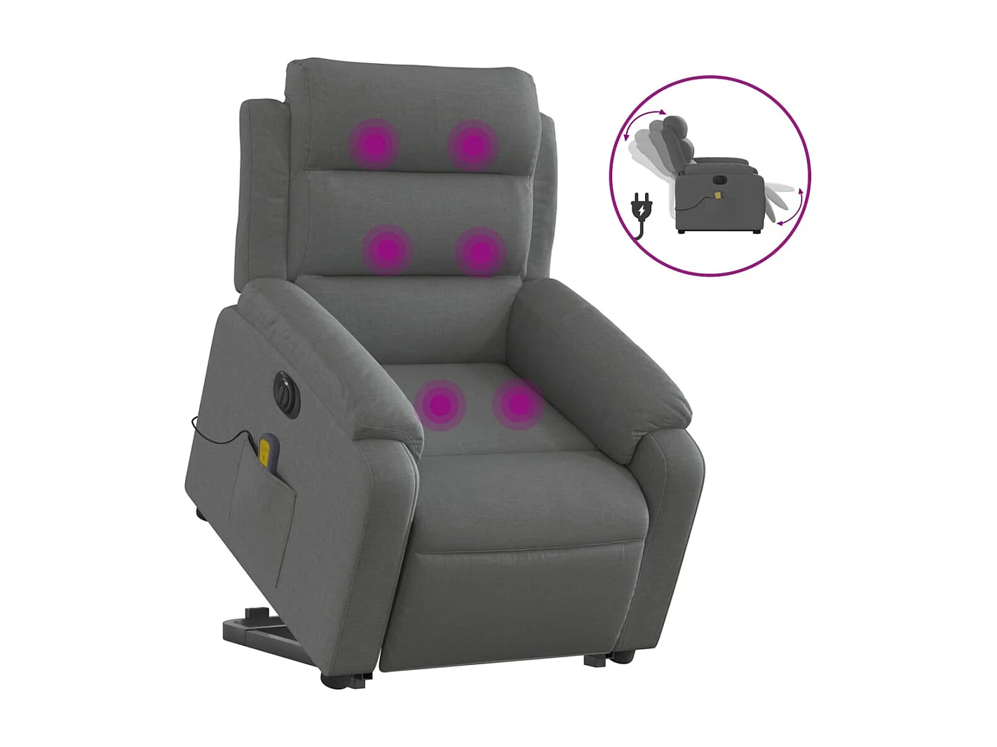 Fauteuil inclinable massant électrique Gris foncé Tissu