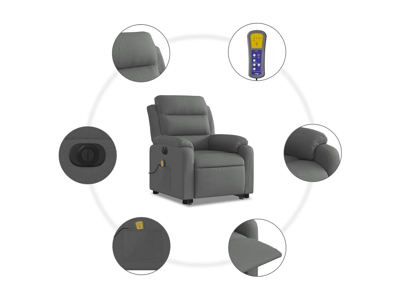 Fauteuil inclinable massant électrique Gris foncé Tissu