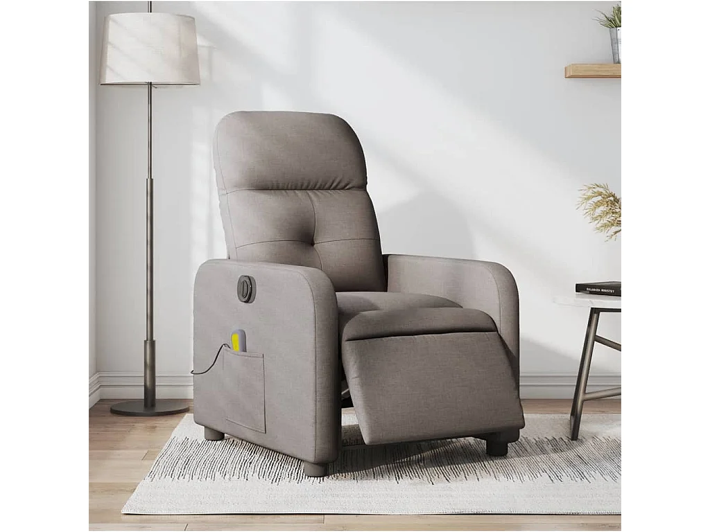 Fauteuil massant inclinable électrique Taupe Tissu