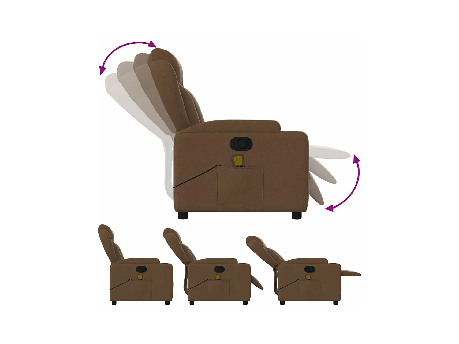 Fauteuil massant inclinable Marron Tissu