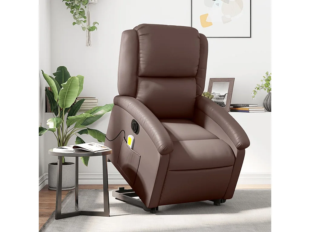 Fauteuil inclinable massant électrique marron similicuir