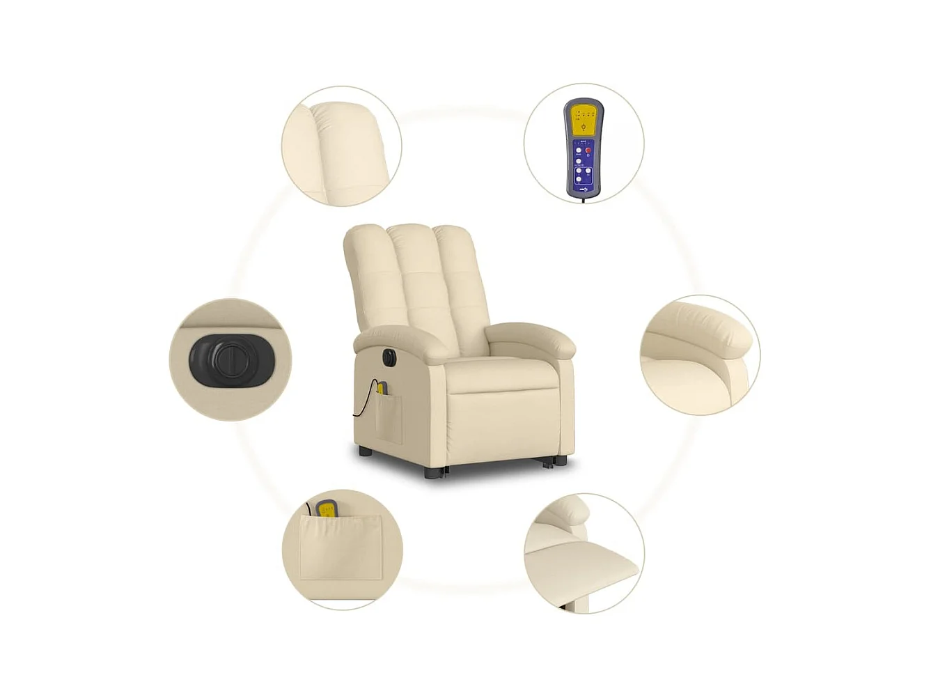 Fauteuil inclinable massant électrique Crème Tissu