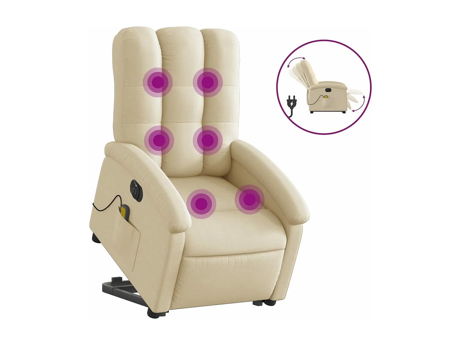 Fauteuil inclinable massant électrique Crème Tissu