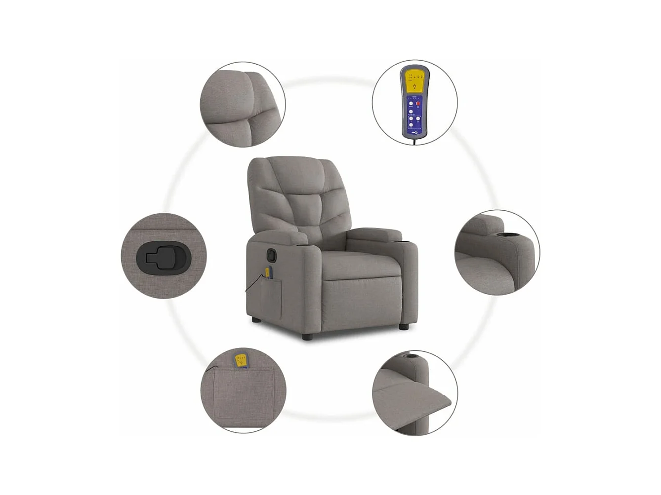 Fauteuil massant inclinable Taupe Tissu