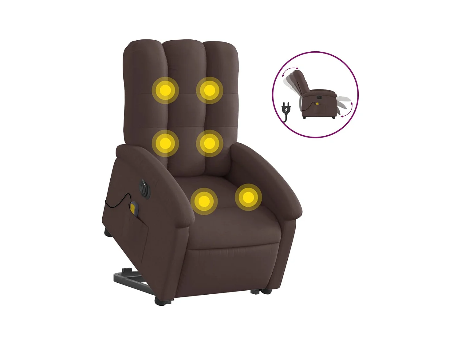 Fauteuil inclinable massant électrique Marron foncé Tissu