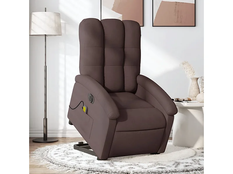 Fauteuil inclinable massant électrique Marron foncé Tissu