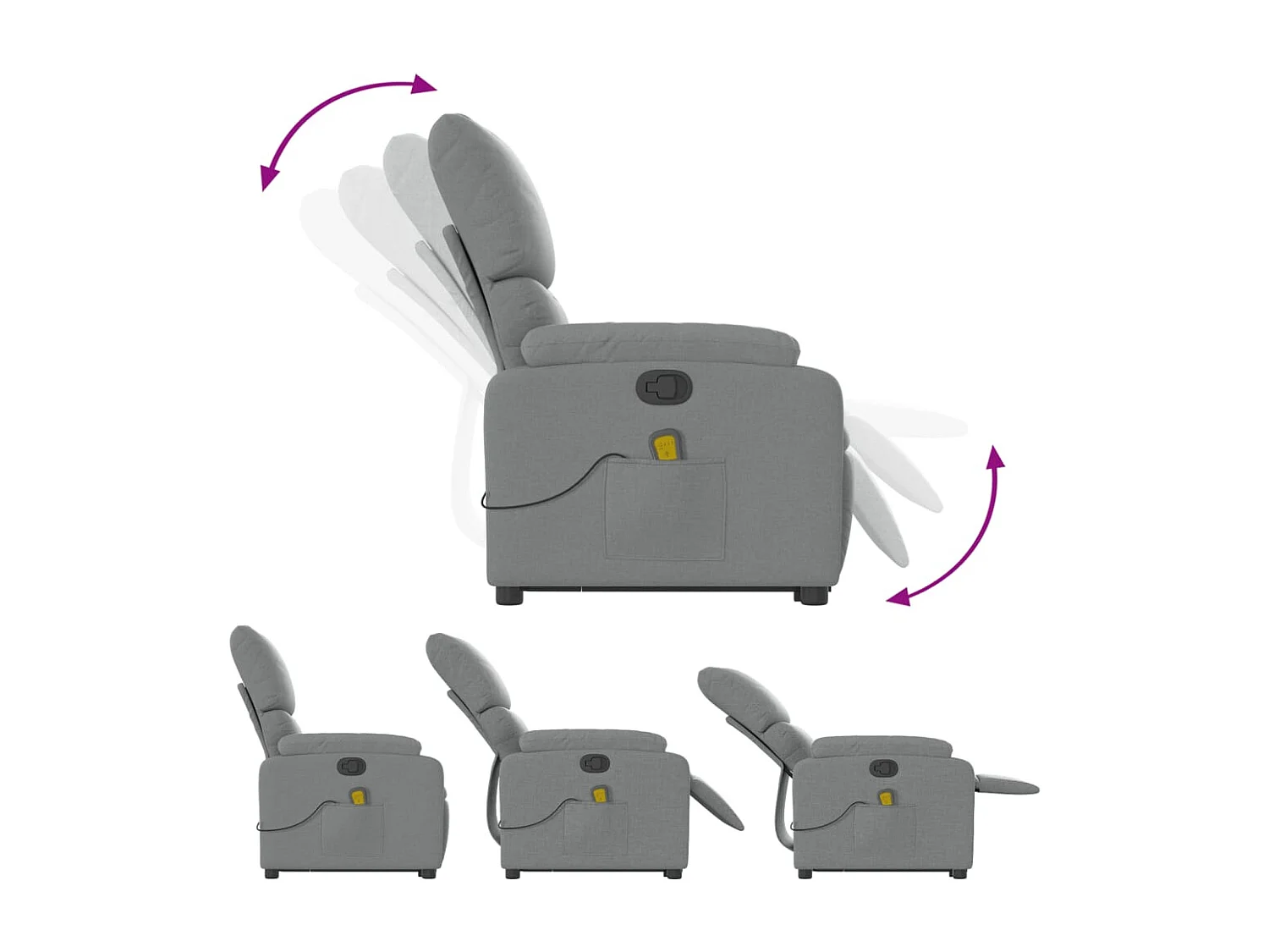 Fauteuil massant inclinable Gris clair Tissu