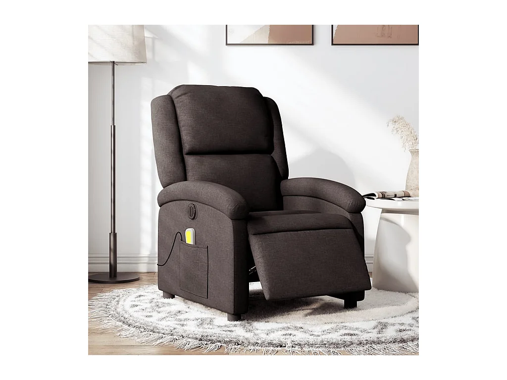 Fauteuil massant inclinable électrique Marron foncé Tissu