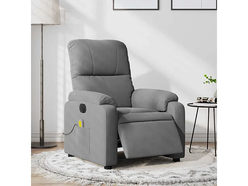 Sillón reclinable masaje eléctrico tela microfibra gris oscuro