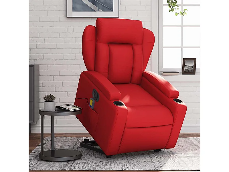 Fauteuil inclinable massant électrique rouge similicuir