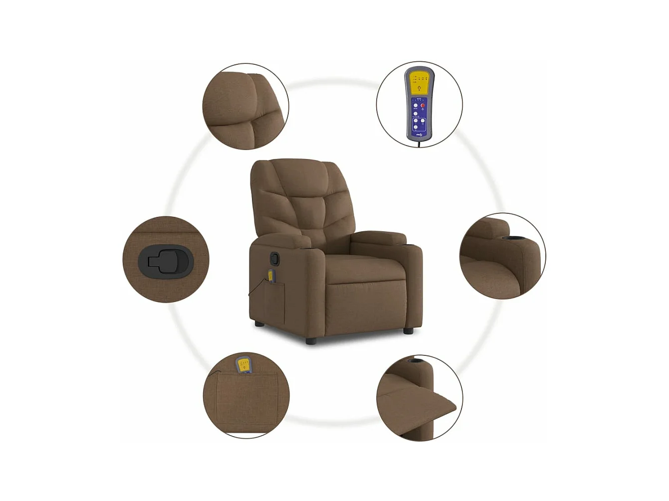 Fauteuil massant inclinable Marron Tissu