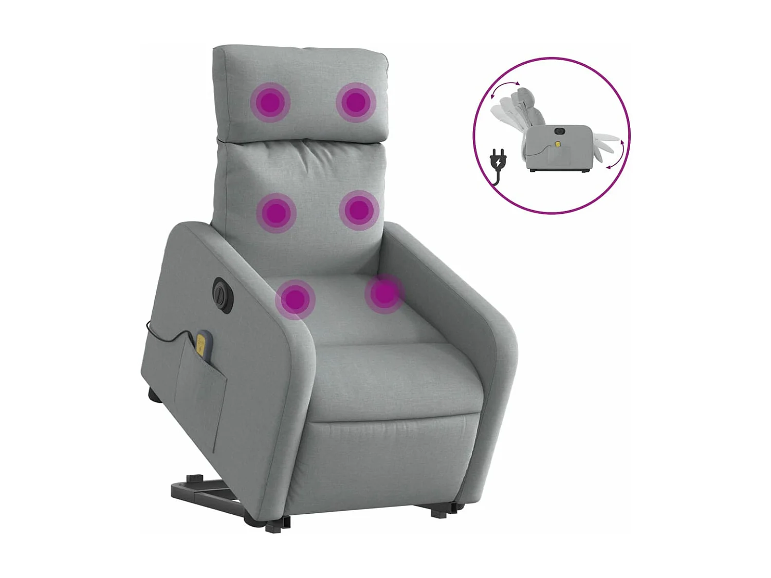 Fauteuil inclinable massant électrique Gris clair Tissu