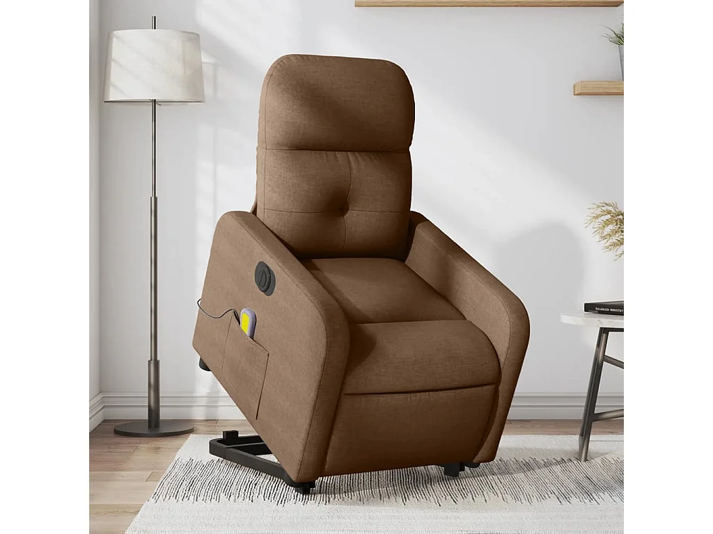 Fauteuil inclinable massant électrique Marron Tissu