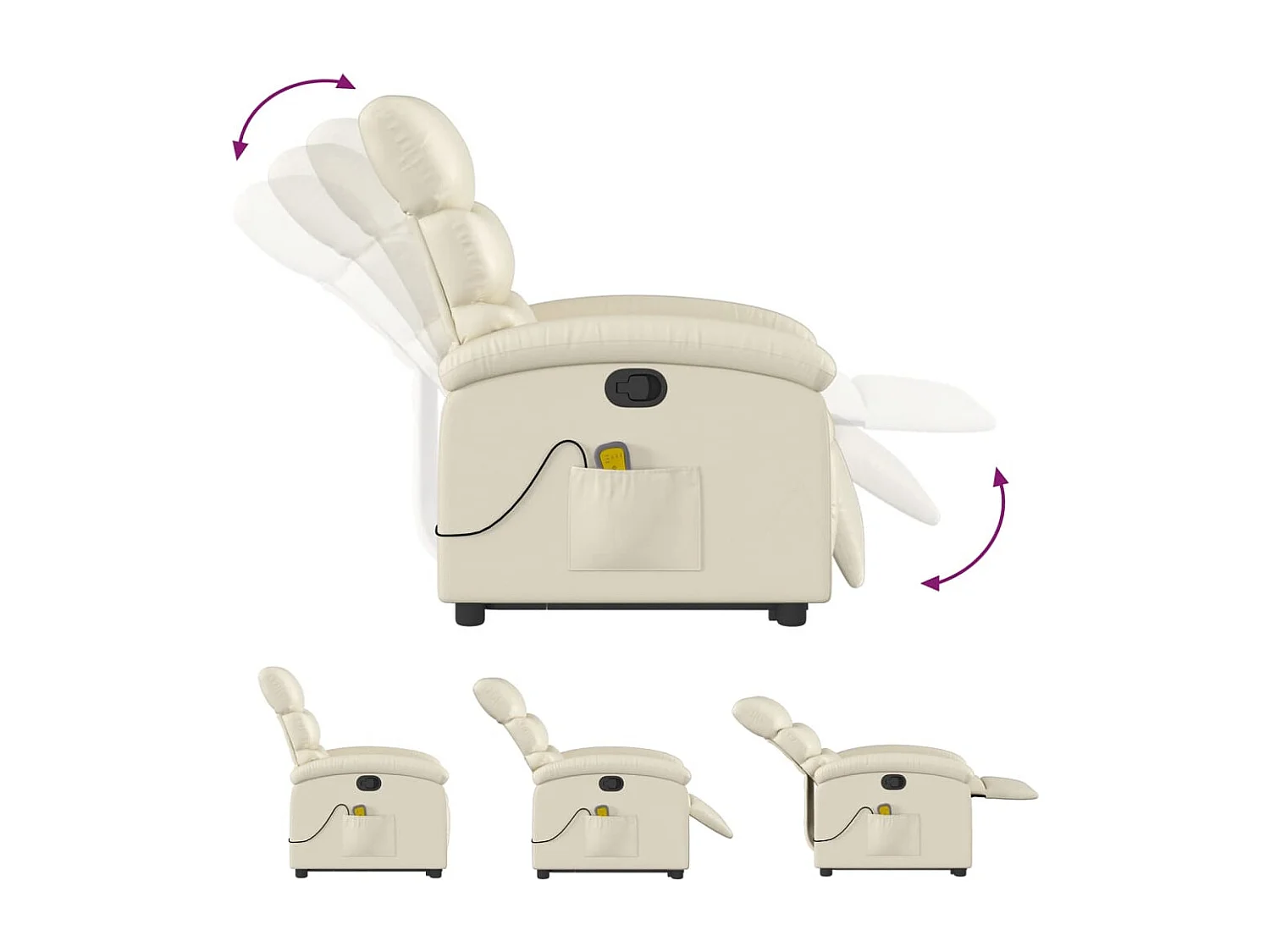 Fauteuil inclinable massant Crème Similicuir