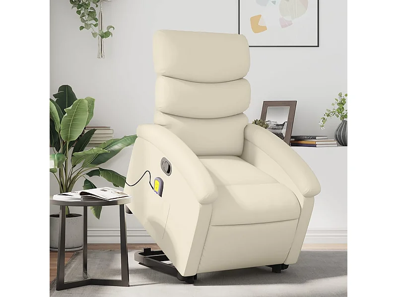 Sillón reclinable de masaje de pie cuero artificial color crema