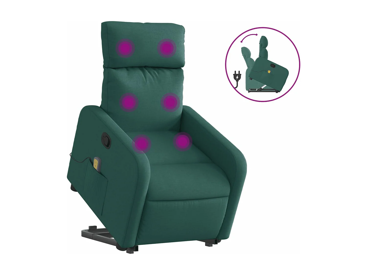 Fauteuil inclinable massant Vert foncé Tissu