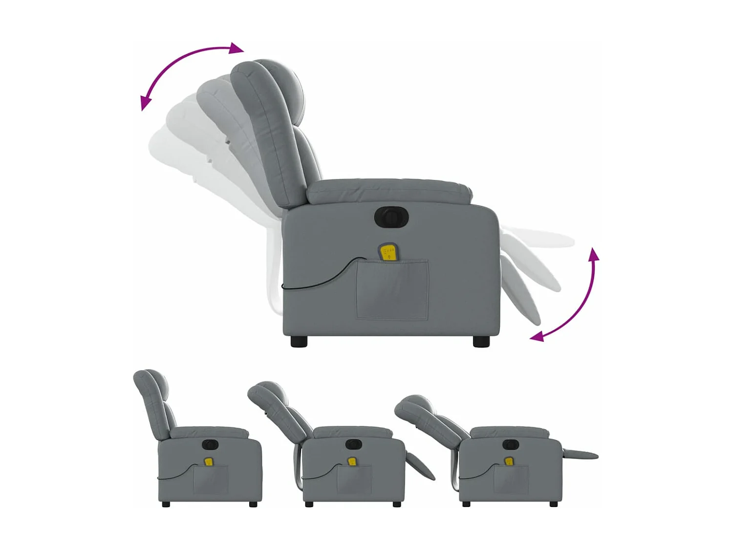 Fauteuil massant inclinable électrique gris similicuir