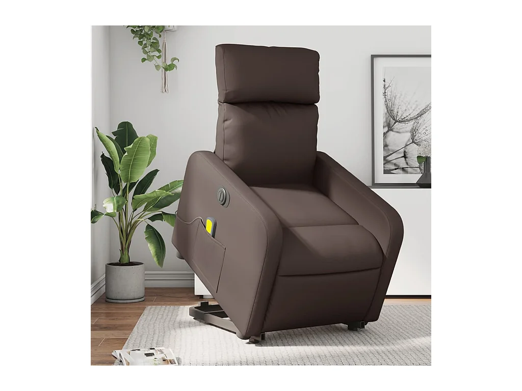 Fauteuil inclinable massant électrique marron similicuir