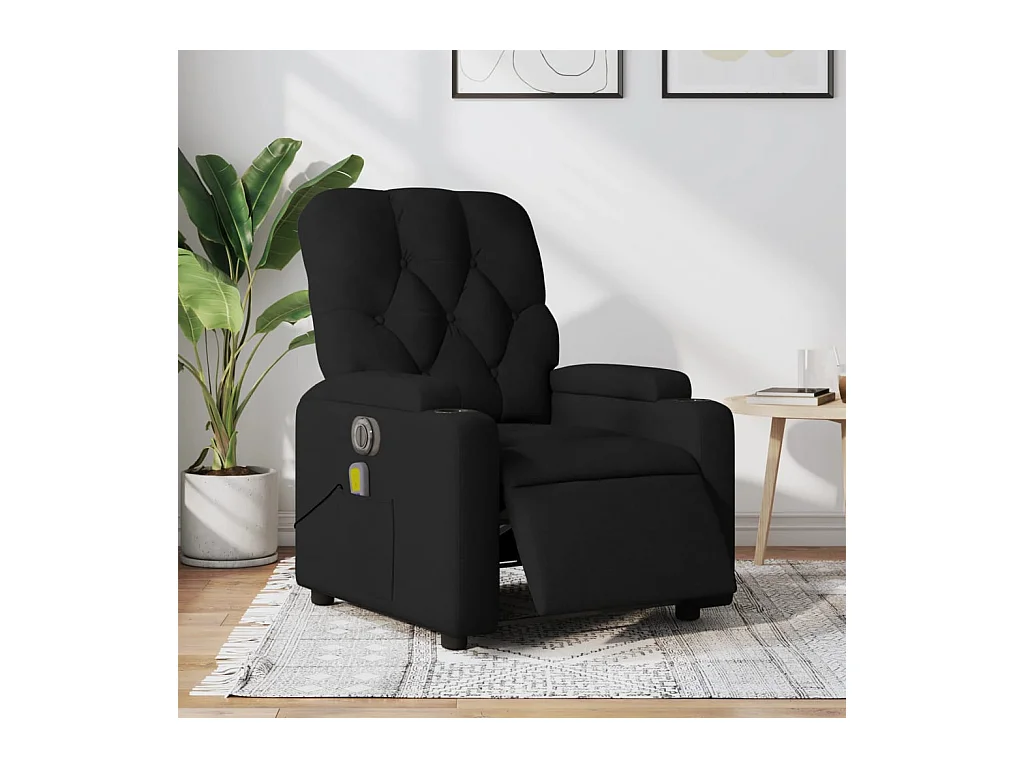 Fauteuil massant inclinable électrique Noir Tissu
