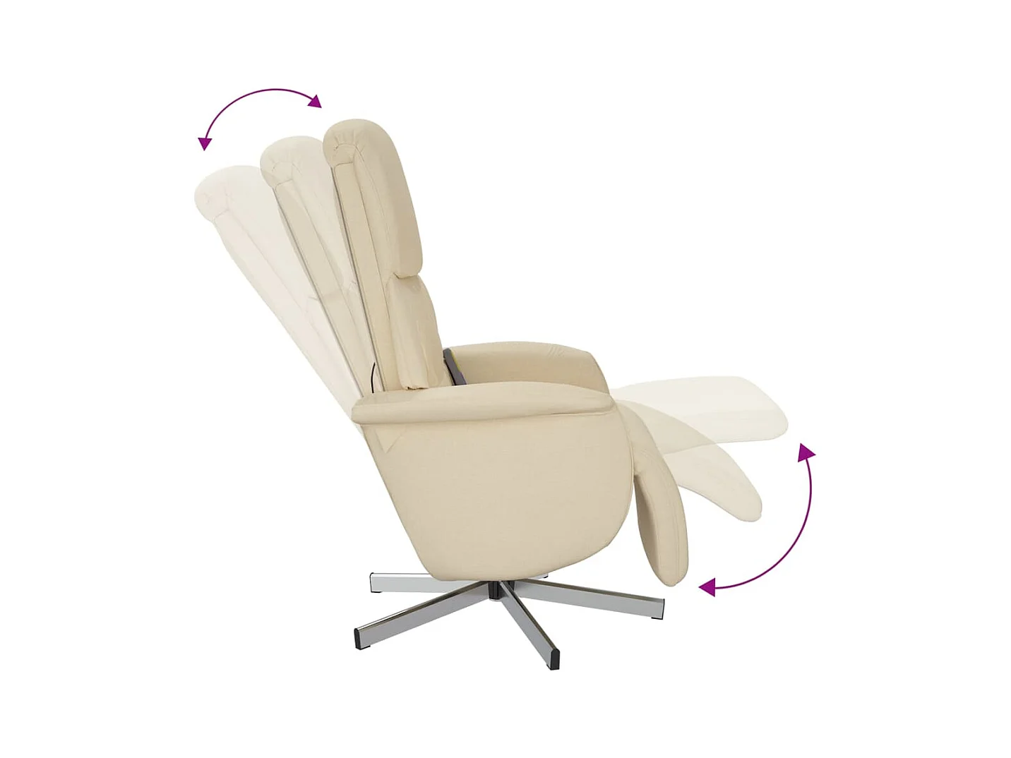 Fauteuil inclinable massant avec repose-pieds crème tissu